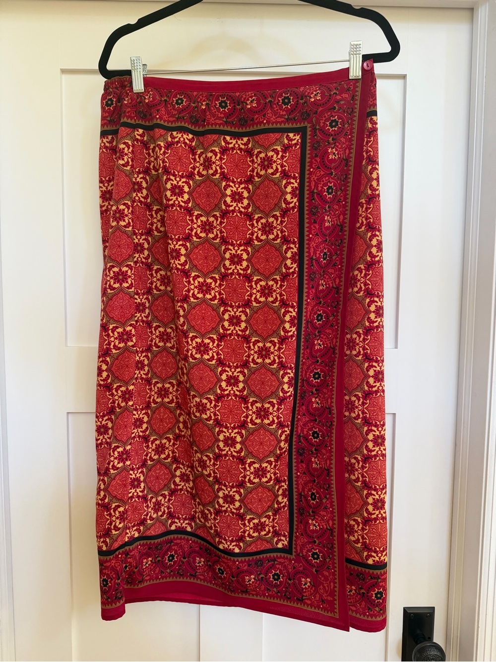 Sag Harbor Red and Black Printed Wrap Skirt